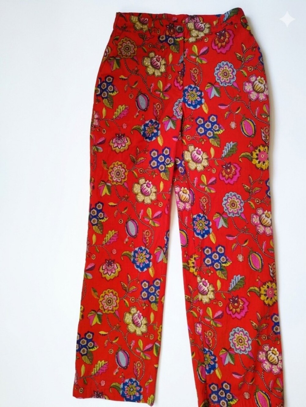Elizabeth and James Red Floral Straight-Leg Pants New With Tag